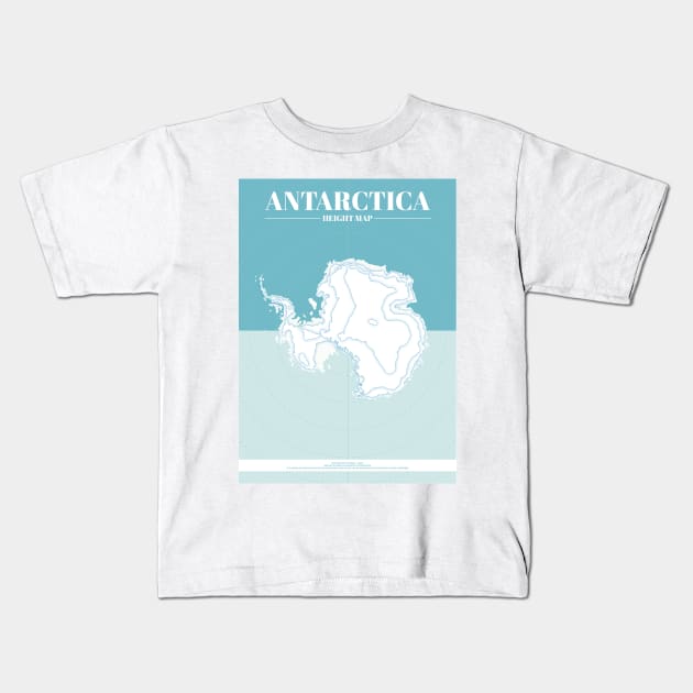 Antarctica Contour Map Kids T-Shirt by Walford-Designs